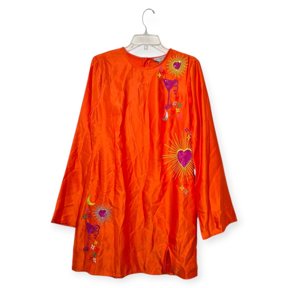 NEVER FULLY DRESSED Orange Genisis Sequin Embroidered Mini Dress 10 - Picture 3 of 8